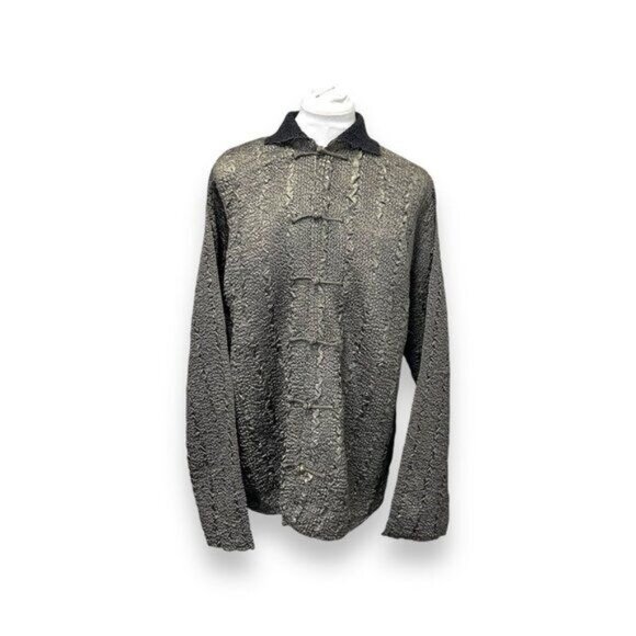 WD-NY Womens 3X Black & Gold Textured Button-Up Shacket Top - Picture 1 of 9